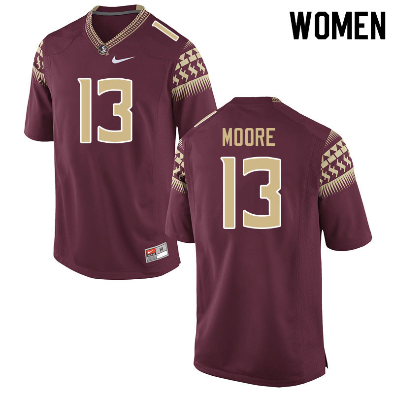 Women #13 Brandon Moore Florida State Seminoles College Football Jerseys Sale-Garnet - Click Image to Close